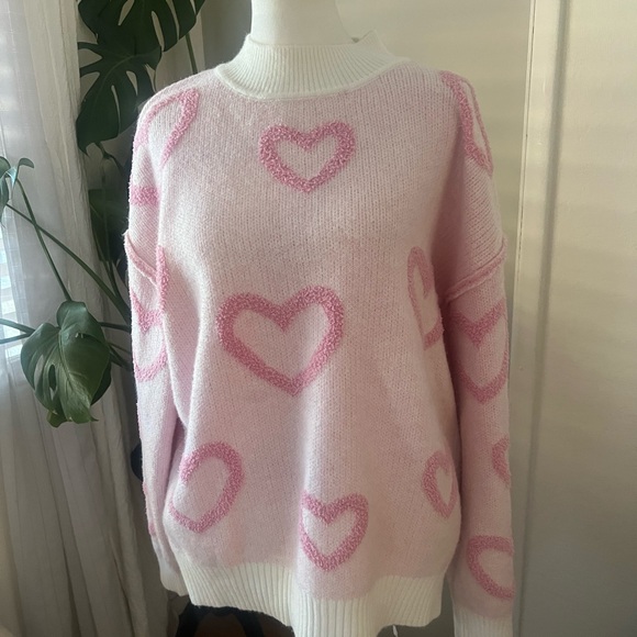 Pink Heart Pattern Sweater - Picture 1 of 6
